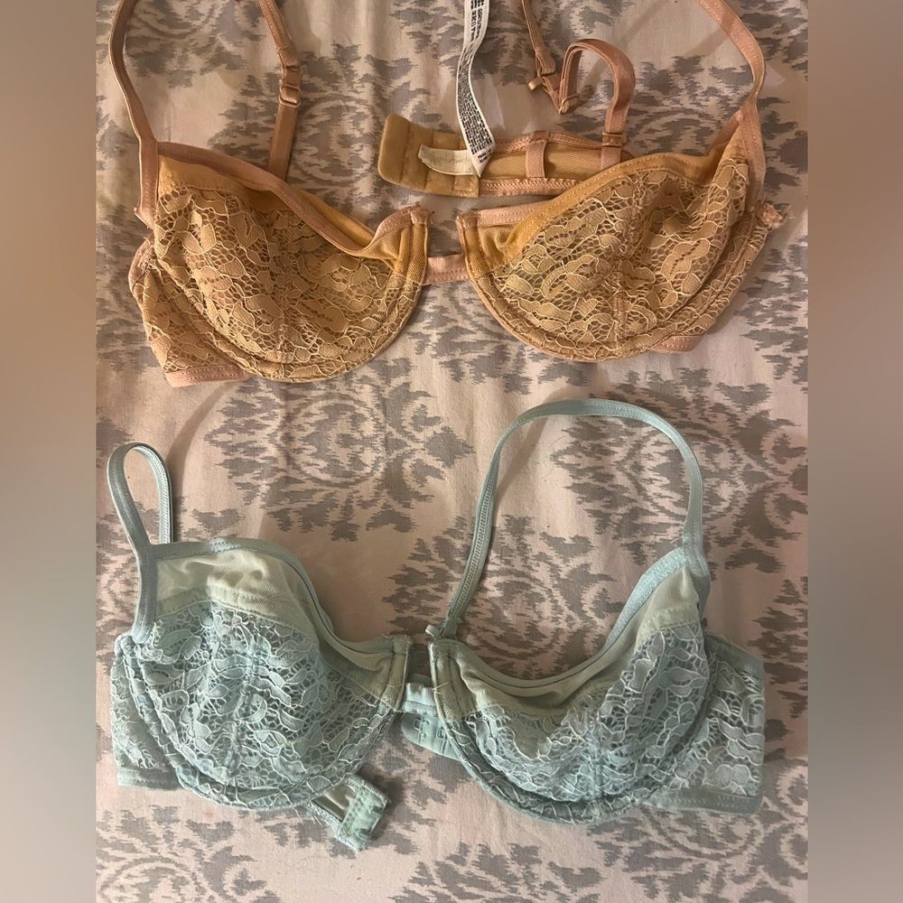 Free people, intimates bras, nude, and light blue size small